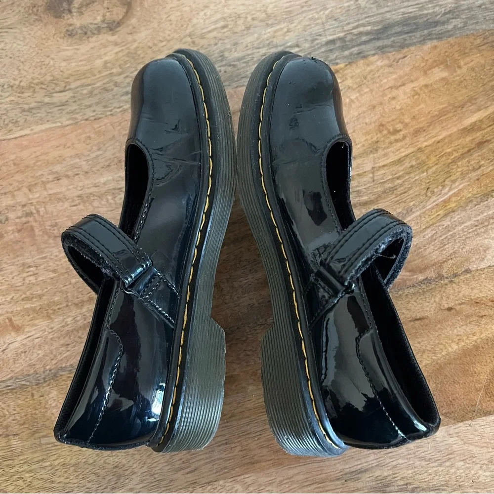 DR MARTENS JUNIOR MACCY BLACK PATENT LEATHER MARY JANE SHOES SIZE 1